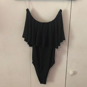 Dark Green Off the Shoulder Body Suit